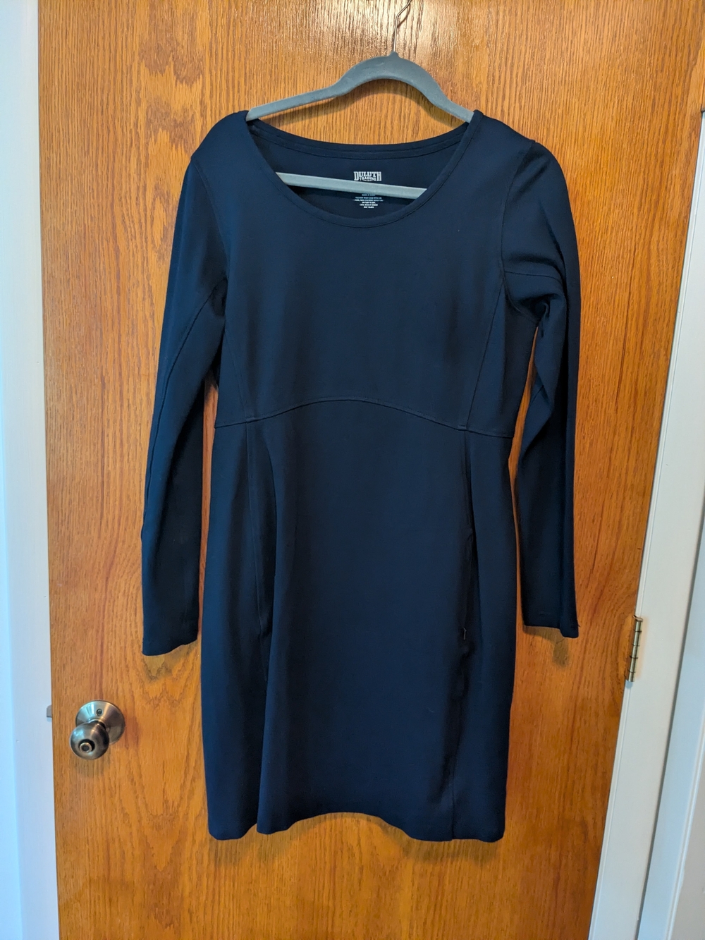 Duluth Trading Wearwithall Long Sleeve Navy Ponte knit Dress M